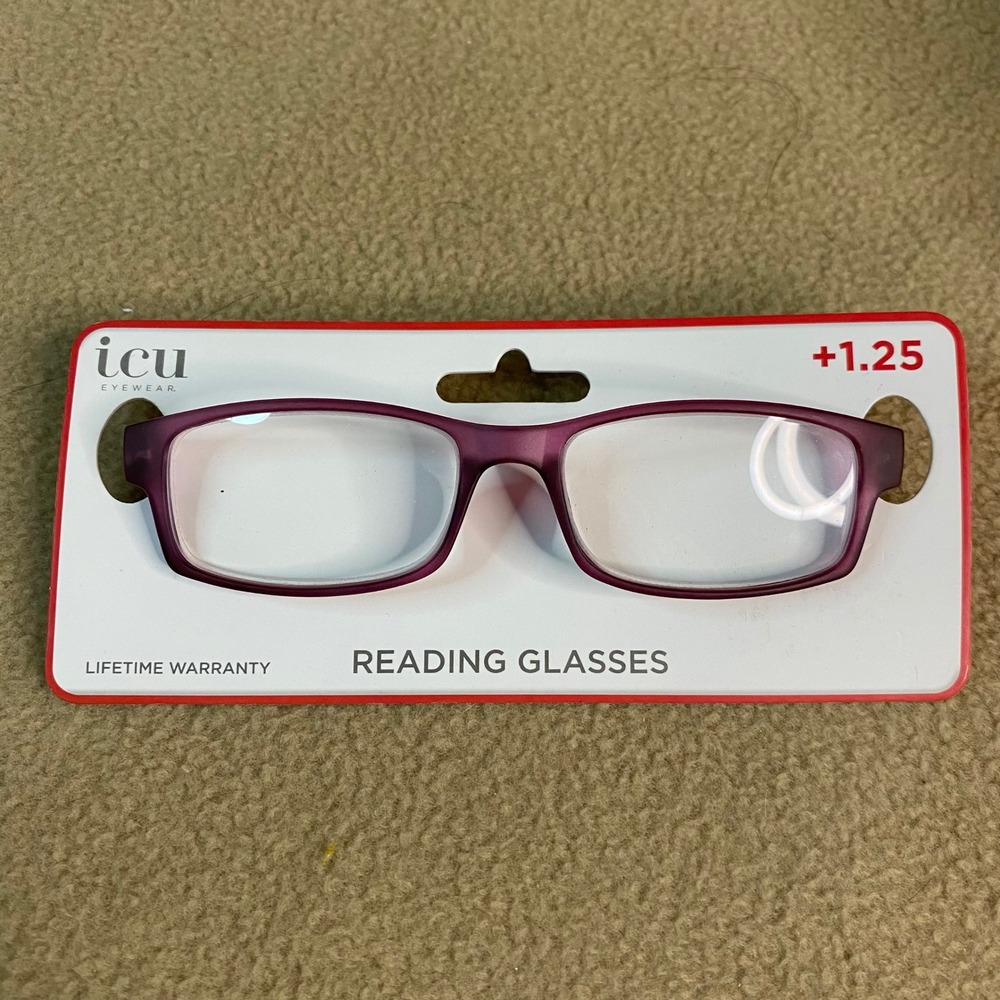ICU Eyewear Reading Glasses +1.25 Matte‎ Plum Purple Magnifying Readers NEW